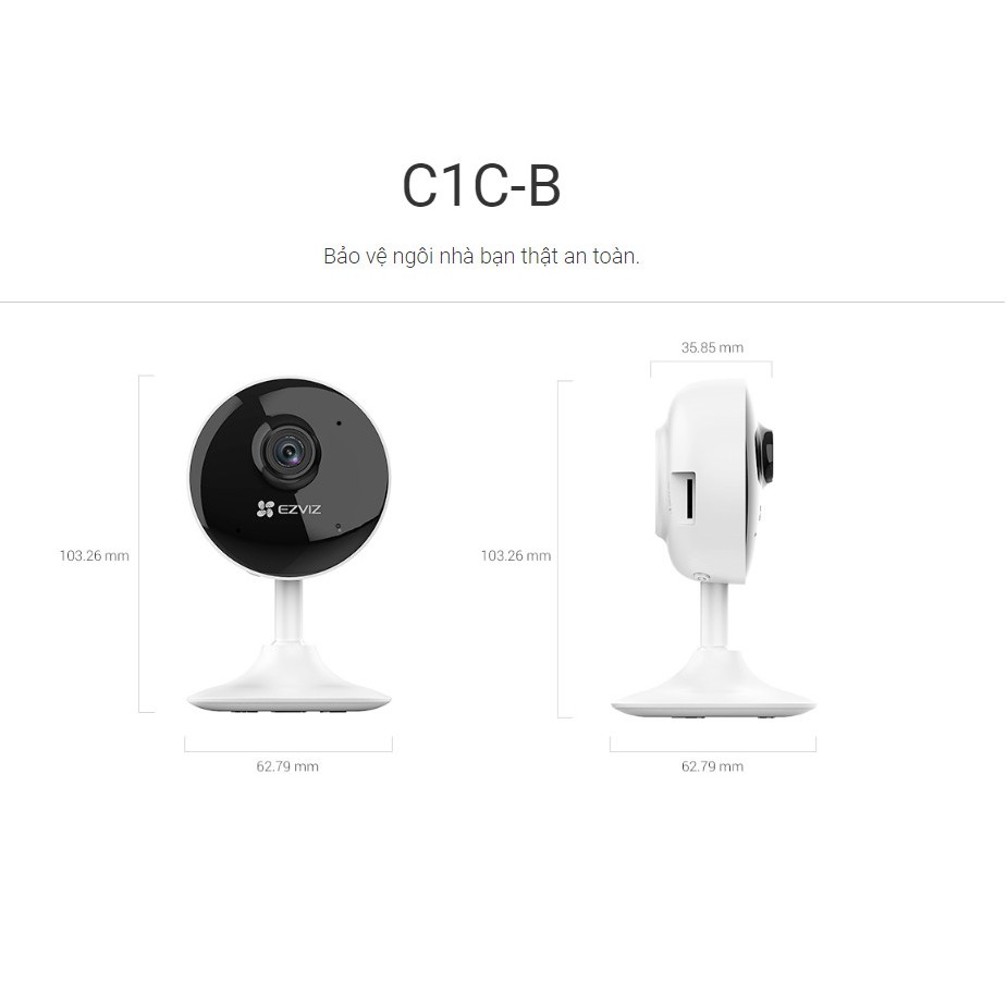 Camera WIFI Ezviz C1C B,1080P Đàm thoại 2 chiều ,Tích hợp míc thu âm thanh, Hình ảnh FHD - BẢO HÀNH 24 Tháng