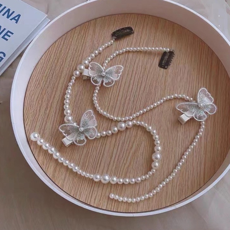 Kẹp Tóc Dạng Chuỗi Hạt Ngọc Trai Phối Tua Rua Thời Trang