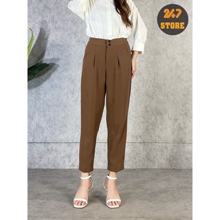 Quần tây nữ công sở 2 cúc lưng chun Q066 247STORE cạp to cao vải tuyết mưa, mềm mịn cao cấp