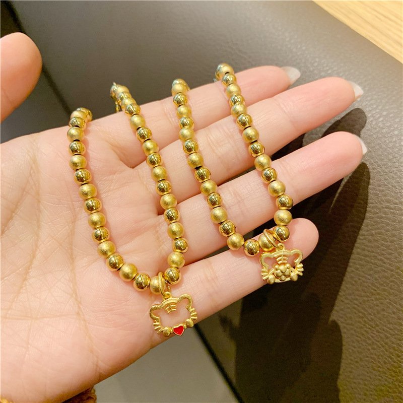 Lắc tay nữ kiểu bi mạ 18k hình mèo LB01