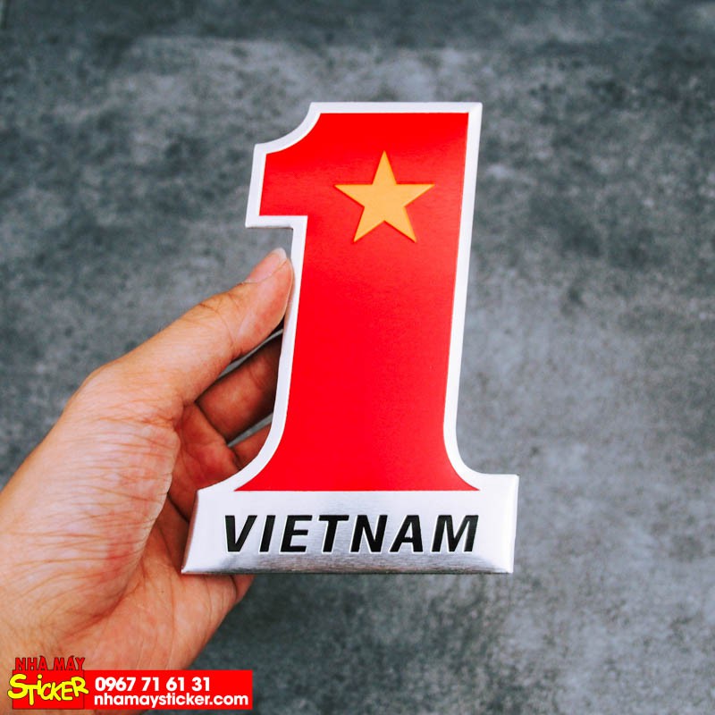 Sticker hình dán metal số 1 cờ Việt Nam
