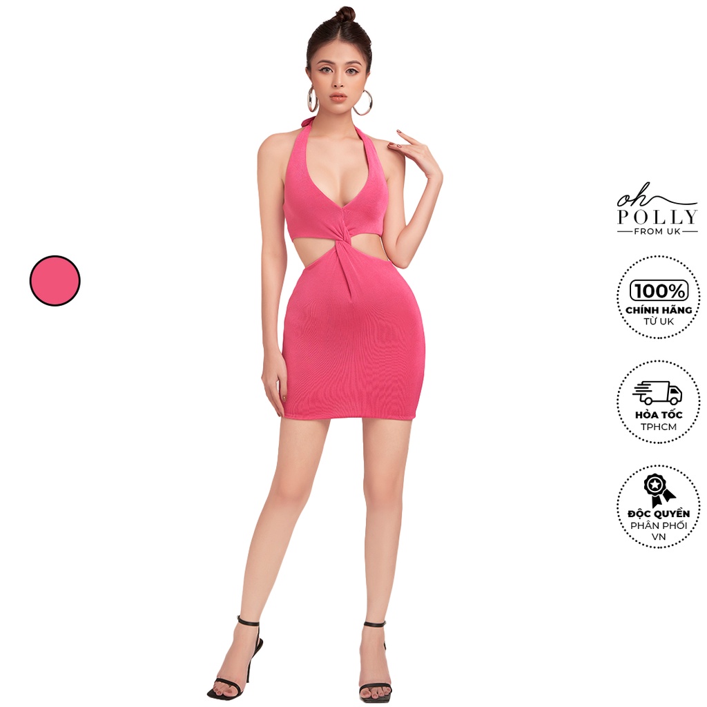Oh Polly - Đầm nữ cổ yếm khoét ngực, hở lưng sexy ôm body