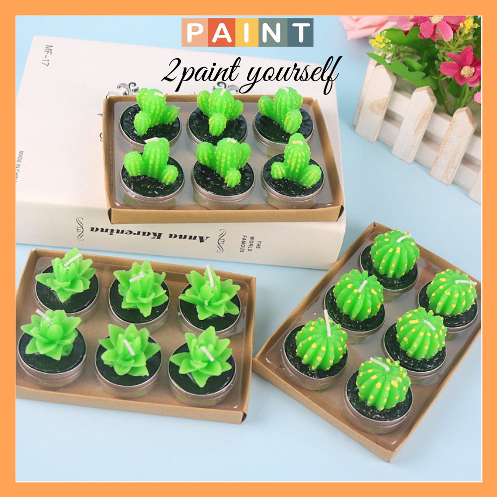 Nến trang trí hình xương rồng phụ kiện trang trí phòng phong cách Hàn Quốc