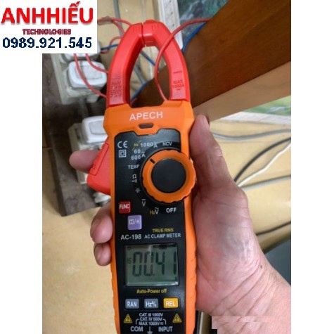 APECH AC-198 ampe kìm APECH AC 198  ac/dc 1000V, dòng 1000A, Ohm, tụ điện, tần số, nhiệt độ, Auto range