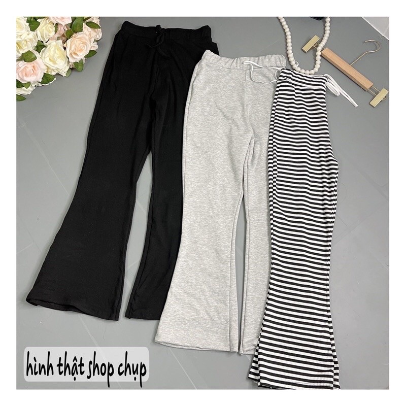 Quần ống loe ống Loe hack dáng lưng cao, thun mềm co giãn tốt, hack dáng siêu cao 3 màu