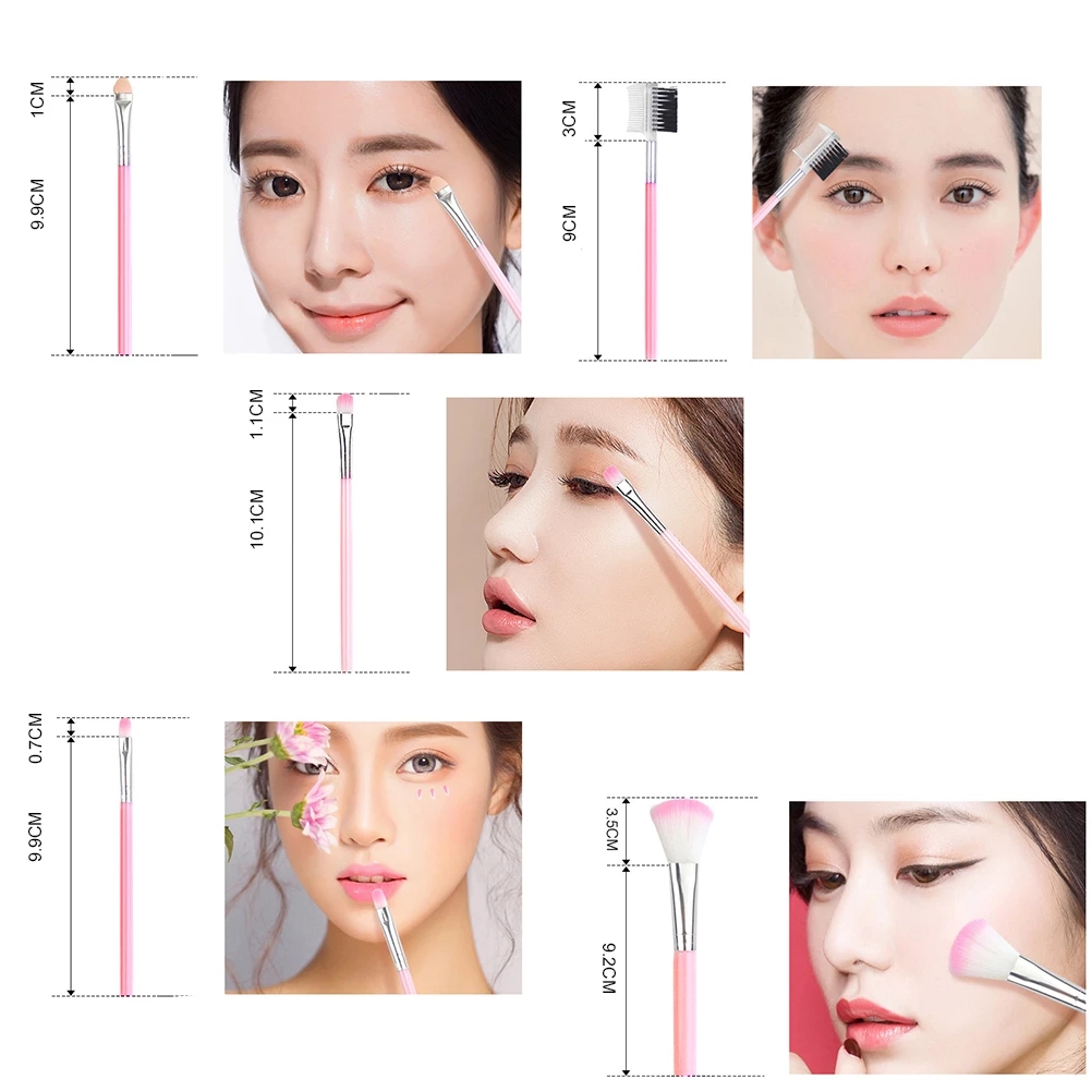 [Hàng mới về] Bộ 5 cọ trang điểm bằng sợi tổng hợp mềm mịn sử dụng hàng ngày tiện lợi cho nữ