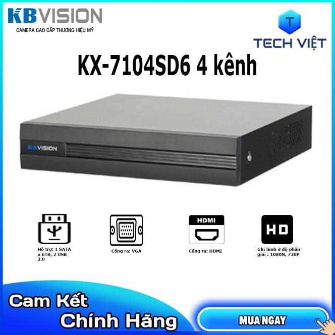 [HÀNG CHÍNH HÃNG] Đầu ghi hình KB-VISION 4 kênh KX-7104SD6 - Chính Hãng 100% Thương hiệu Mỹ