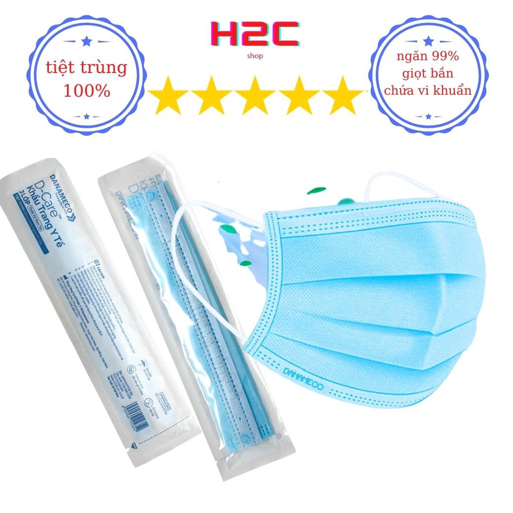 KHẨU TRANG Y TẾ TIỆT TRÙNG TỪNG CHIẾC DANAMECO (3 lớp kháng khuẩn) H2C | BigBuy360 - bigbuy360.vn