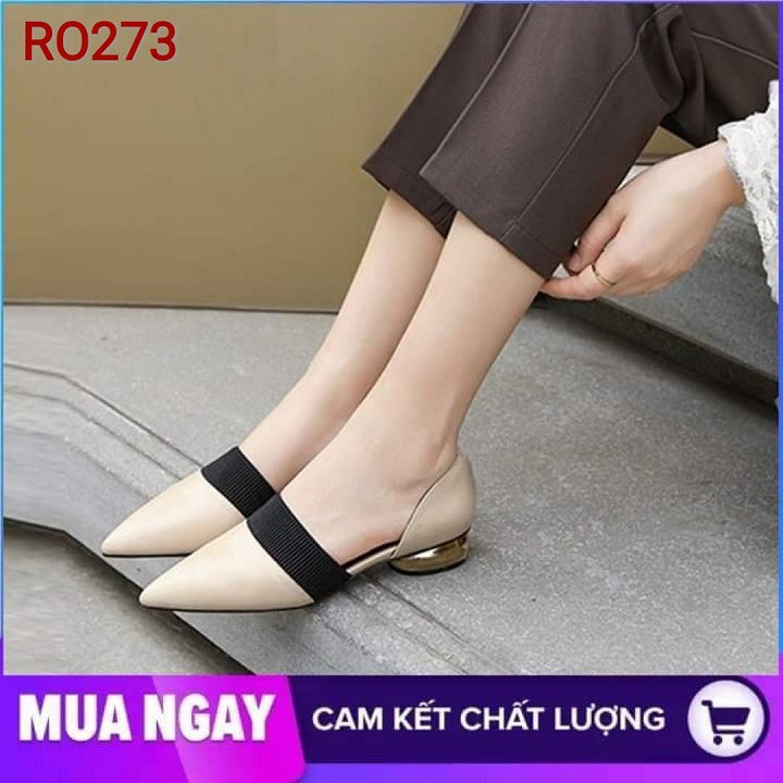 Giày cao gót nữ đẹp đế vuông 2cm hàng hiệu rosata hai màu đỏ kem ro273