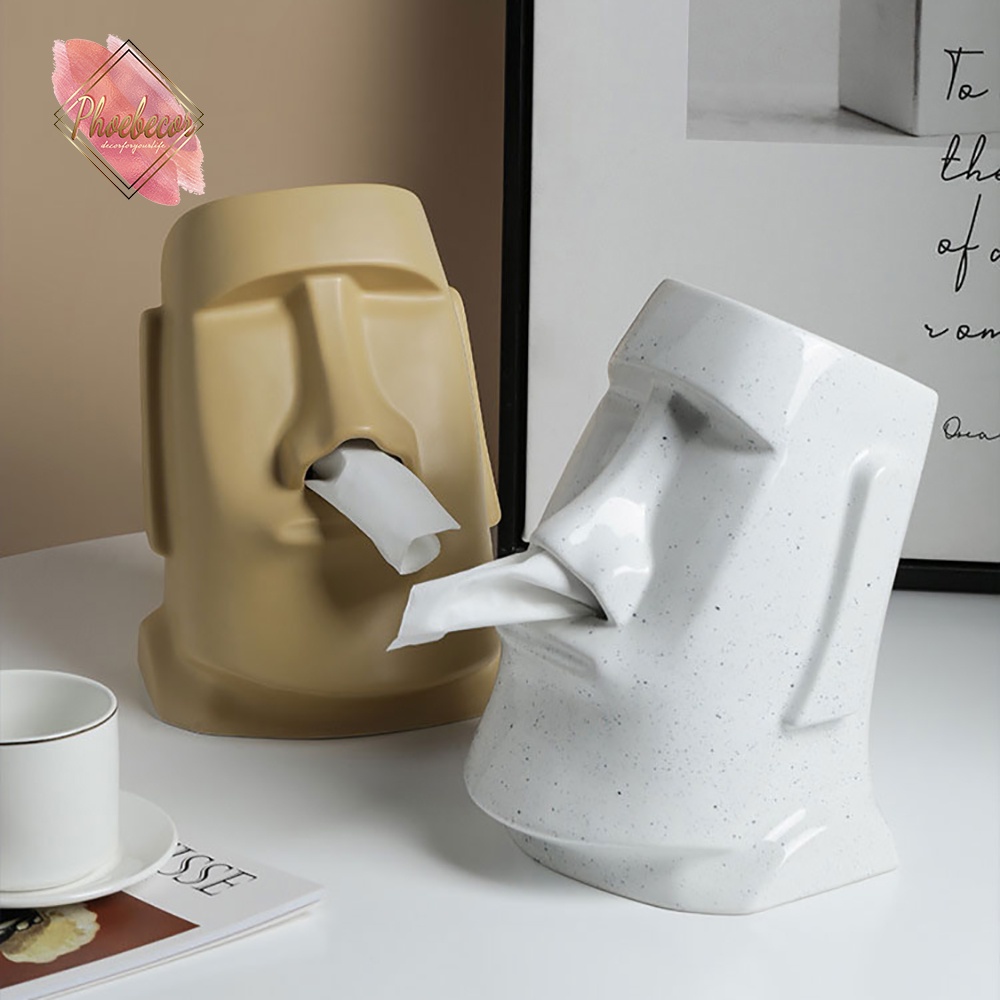 Hộp đựng giấy ăn Gốm sứ thiết kế hình khuôn mặt người độc đáo - PB122