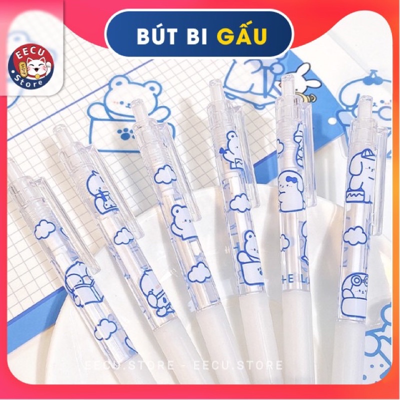 Bút bi mực gel đen hình gấu đáng yêu 0.5mm - Eecu Store