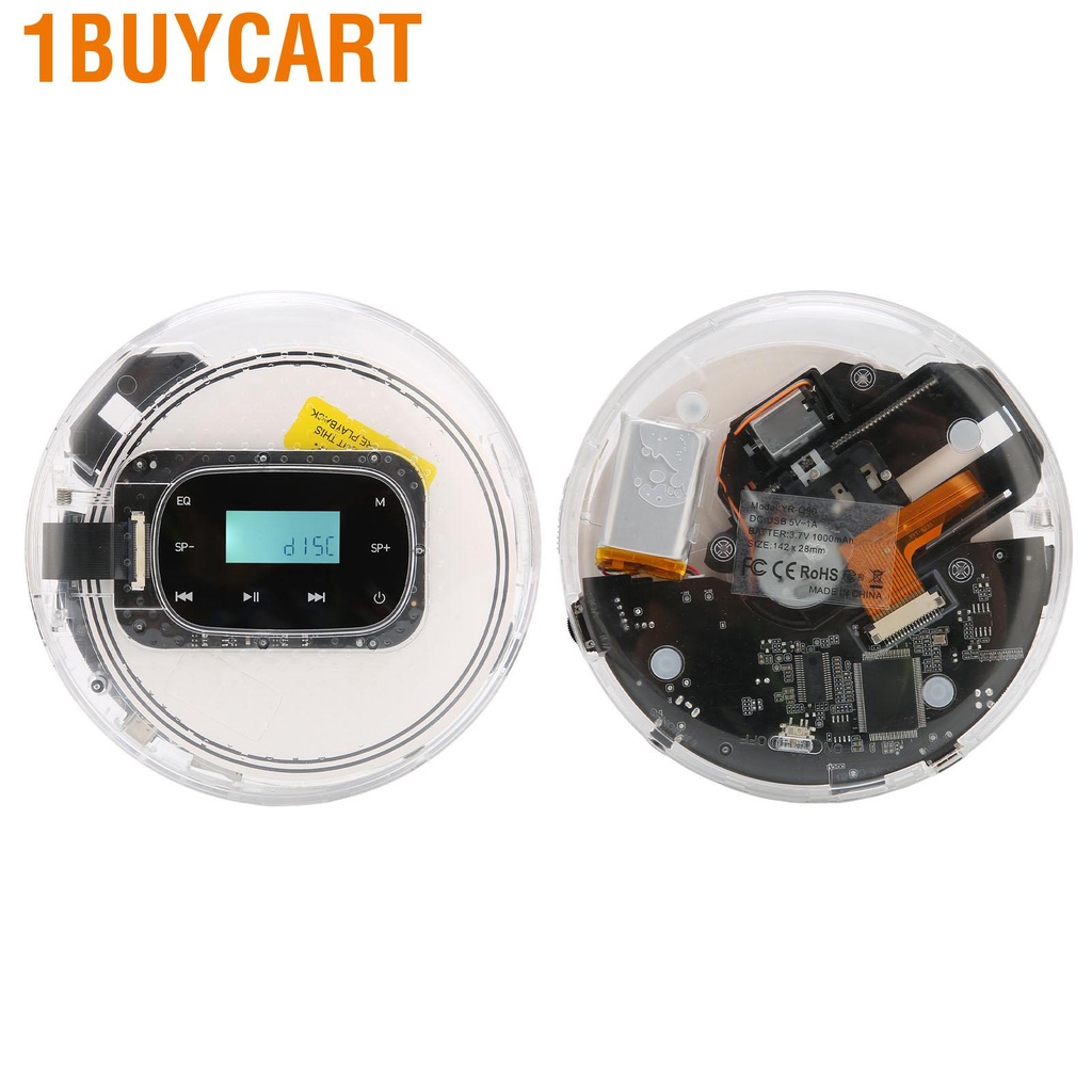 1buycart Portable CD Player Multifunction USB C Rechargeable Car with Earphones for Home Travel