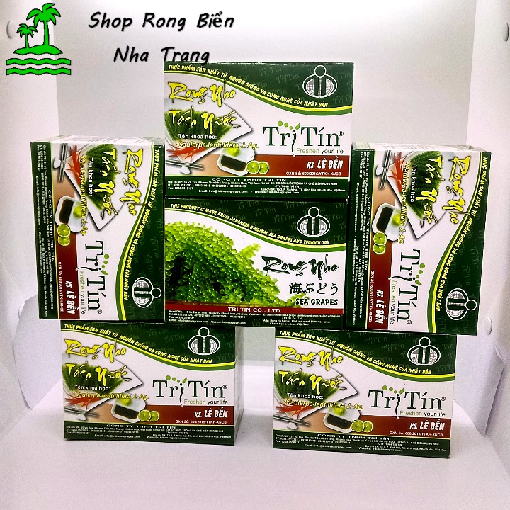 &quot;Combo 6 hộp&quot; Rong nho tách nước Trí Tín hộp 200g 10 gói (Video ngâm 1 gói).