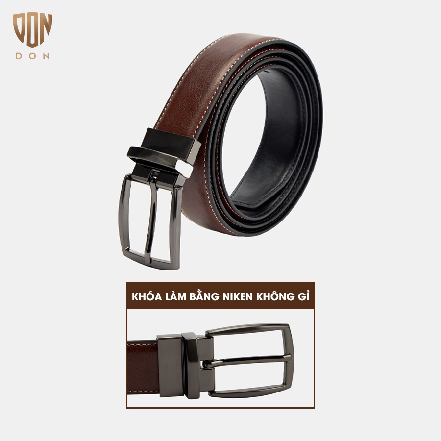Thắt Lưng Da 2 Mặt Nâu & Đen Xuất Khẩu Mỹ DON ITALO Sx Trực Tiếp Nhà Máy Tại Việt Nam, Da Thật Cao Cấp DONTL06
