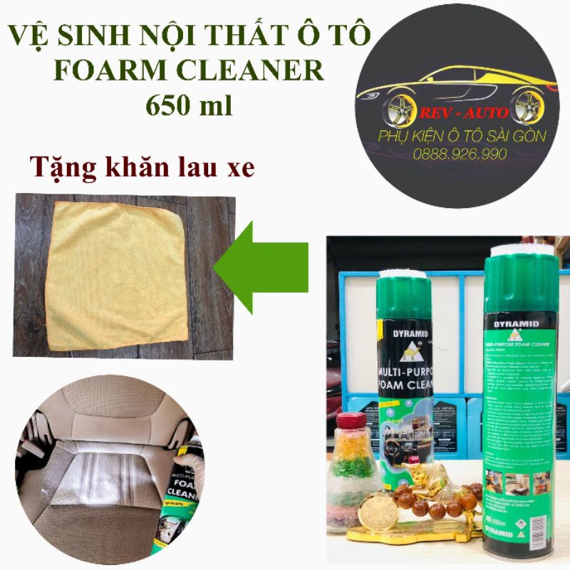 Vệ sinh nội thất ô tô bọt Foarm cleaner 650ml, 1 chai