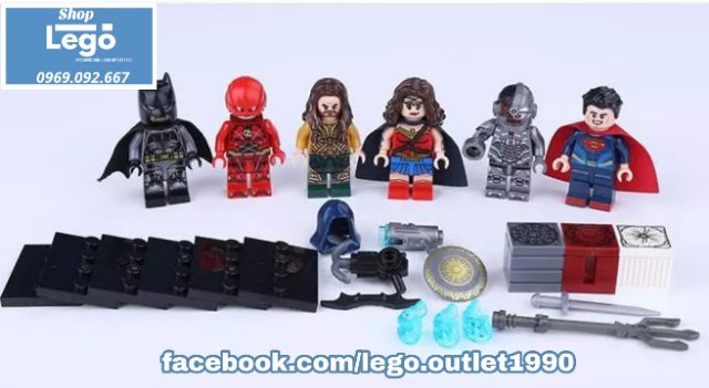 Xếp hình Jutice League Bathero - Flash - Aquaman - Wonder Woman - Cyborg - Superman Lego Minifigures Decool 0282 0287