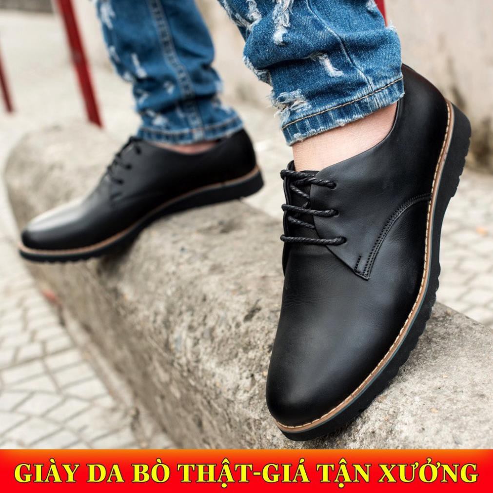 ( Fỏ Men ) Giày da nam buộc dây cao cấp da bò thật phong cách mạnh mẽ năng động GN020 neu ₃