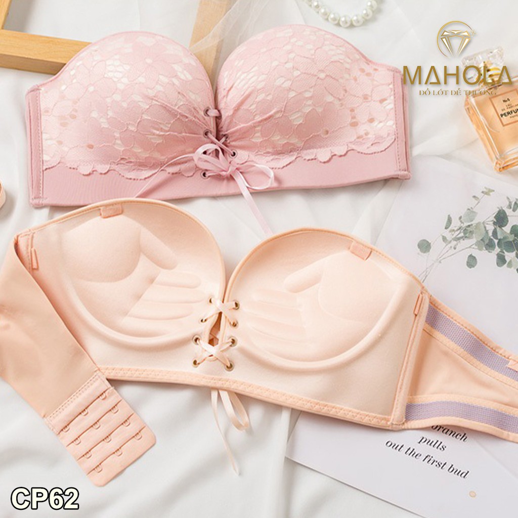 Áo Lót Mút Dày Cúp Ngang Su Không Dây Vai Không Gọng Nâng Ngực Tạo Khe Chữ V _Mahola_CP62