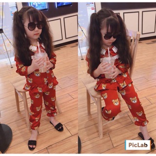 Bộ pijama lụa bé gái siêu xinh