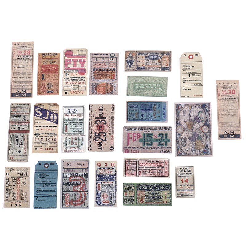 Bộ 22 Sticker Dán Trang Trí Sổ Tay / Nhật Ký / Giấy Tờ Kiểu Vintage DIY