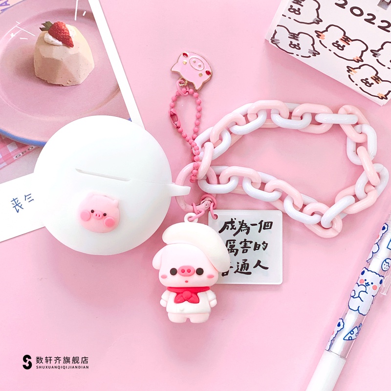 Vỏ Bảo Vệ Hộp Sạc Tai Nghe Oppo Enco buds2 Bằng Silicon Mềm Chống Sốc Hình Chú Heo Dễ Thương