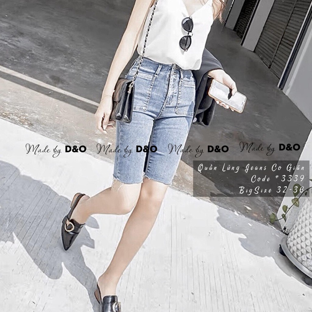Quần jean nữ quần jean ngố cạp cao chất bò jean thun co dãn màu xanh rách - Quần jeans bigsize SinStore