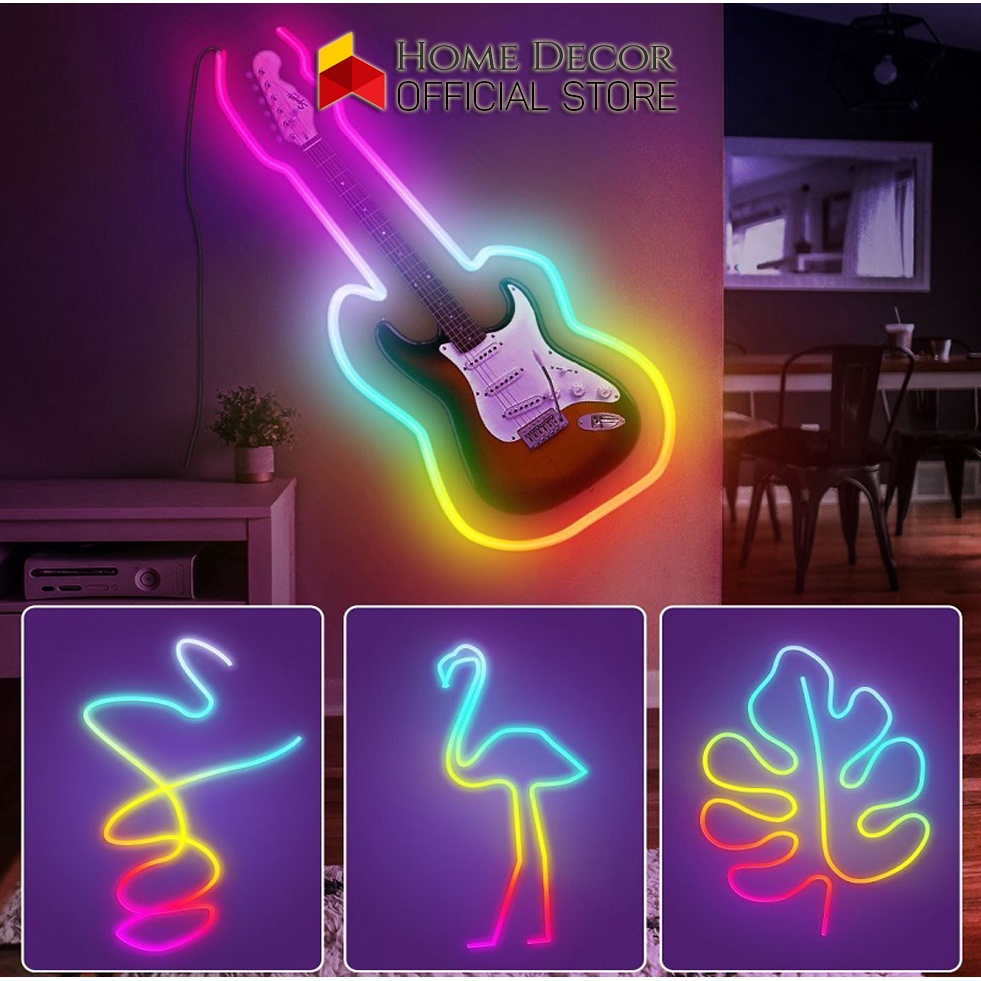 Dây Đèn LED Neon Nền RGB 16 Triệu Màu Nháy Theo Nhạc Chống Thấm Nước IPX68 Kết Nối Bluetooth Qua APP + Remote Dài 3M HOM