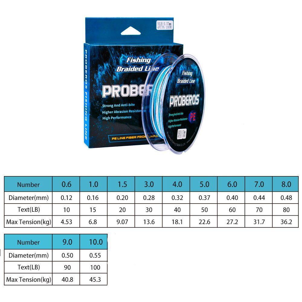 MUVAKO Dây Câu Cá Bằng PE Bện 4 Chân Bền Chắc Di Động Tiện Dụng