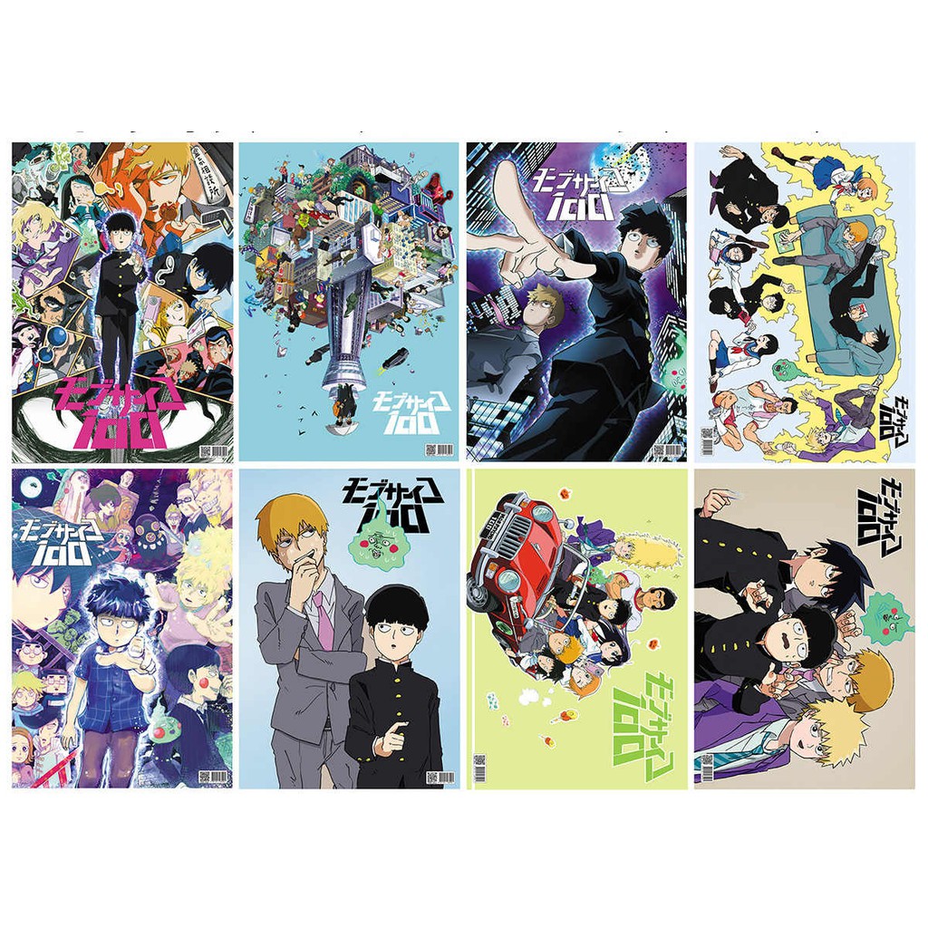 (8 tấm) Poster khổ A3 MOB PSYCHO 100 Cậu Bé Siêu Năng Lực chibi anime độc đáo treo tường trang trí