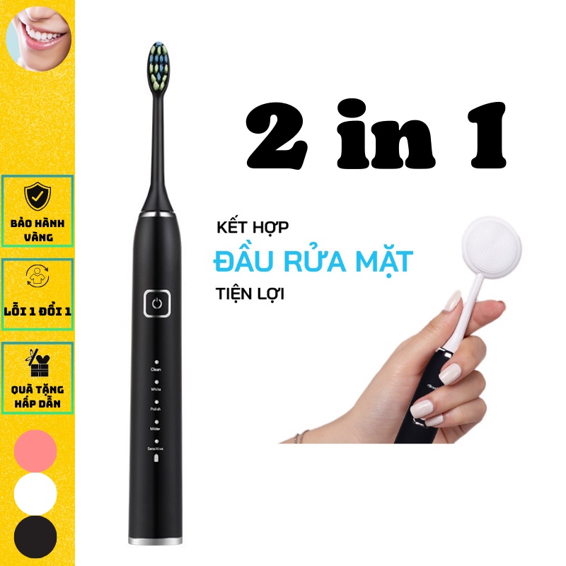 Bàn chải điện đánh răng điện tích hợp máy rửa mặt 3 trong 1❤ Bàn chải điện tự động máy đánh răng phù hợp cho niềng răng