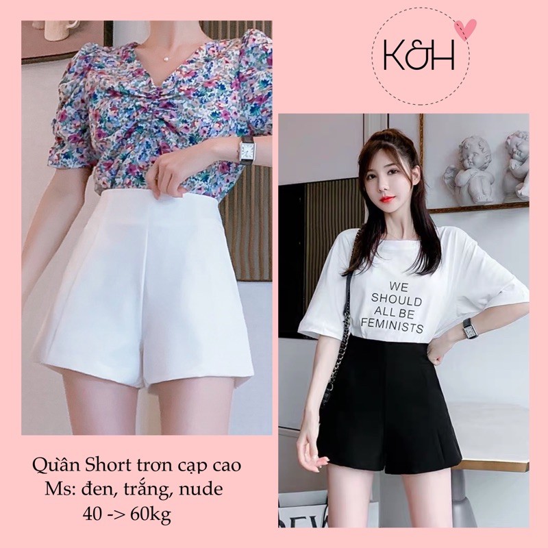 Quần short cạp khóa sau KH508, quần đùi vải cạp cao khóa giữa phong cách ulzzang cho nữ