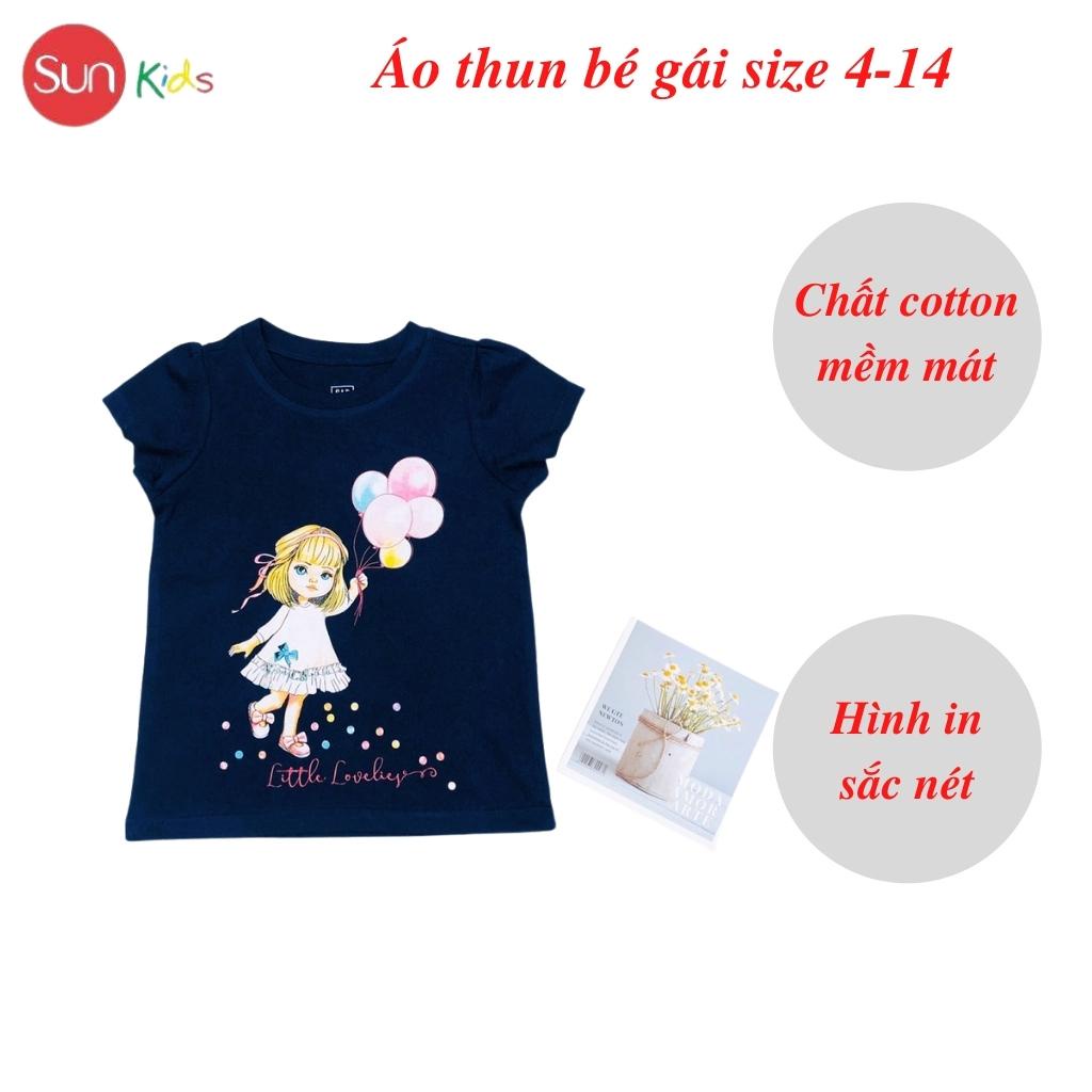 Áo thun cho bé gái, áo phông bé gái chất cotton mềm mát, size 4 - 14 tuổi - SUNKIDS