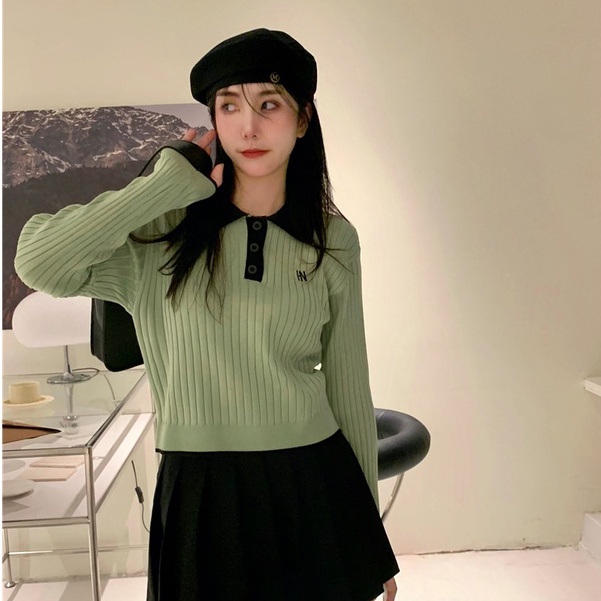 QADCOL Áo Len Tay Dài Cổ polo Thời Trang Cho Nữ