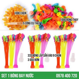 Sỉ 111 quả Bóng bay nước đã được lắp sẵn vào 3 chùm và 1 đầu nối vòi nước, Bóng nước chùm, Bong bóng nước