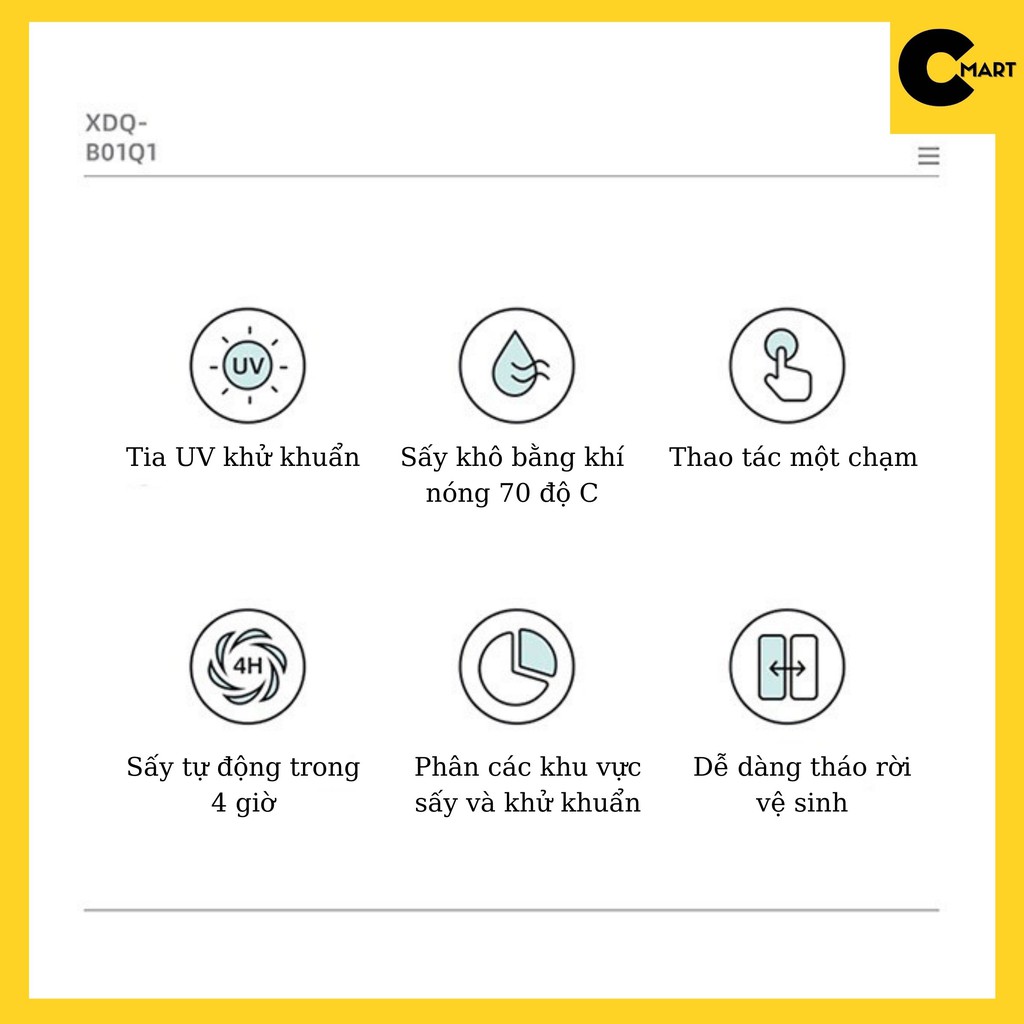 Máy Sấy Tiệt Trùng Dao Thớt Đũa Khử Khuẩn TIA UV BEAR XDQ-B01Q1 CHÍNH HÃNG [CMART.COM.VN]