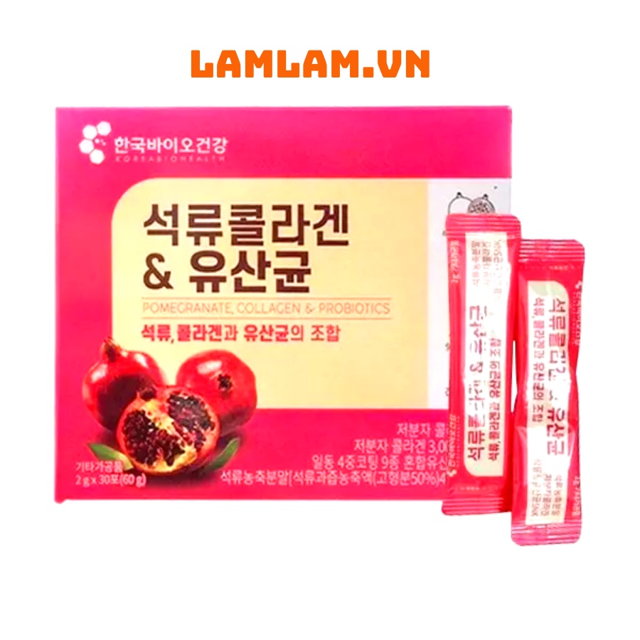 Bột Collagen Uống Lựu Đỏ Korea Bio Cell Hàn Quốc Chính Hãng 30 Gói Chính Hãng