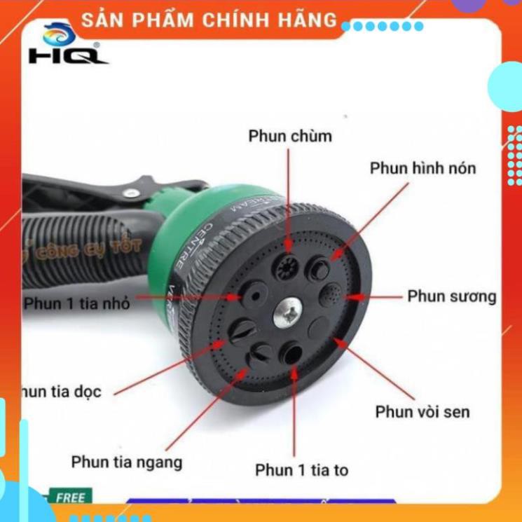 Vòi xịt rửa xe,Vòi phun nước tưới cây tăng áp thông minh 8 chế độ 815498 (cút vàng,nối xanh - dây vàng)