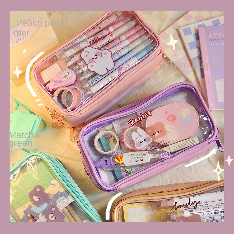 Túi Đựng Bút Trong Suốt Họa Tiết Hoạt Hình Dễ Thương