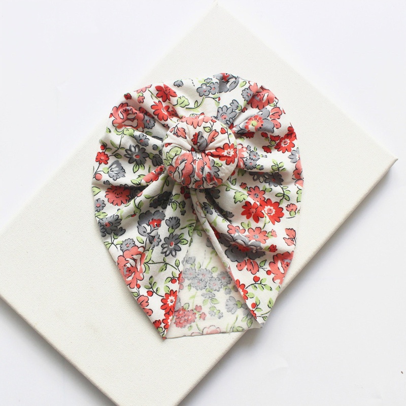 Mũ Beanie Thắt Nút In Họa Tiết Hoa Dễ Thương Cho Bé Sơ Sinh