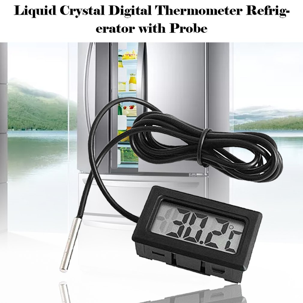 Màn hình kỹ thuật số điện tử LCD nhúng mini Fahrenheit Nhiệt kế Bể cá Tủ lạnh Đồng hồ đo nhiệt độ nước Không thấm nước 