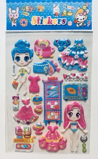 Set 10 bộ Sticker dán nổi búp bê 3D