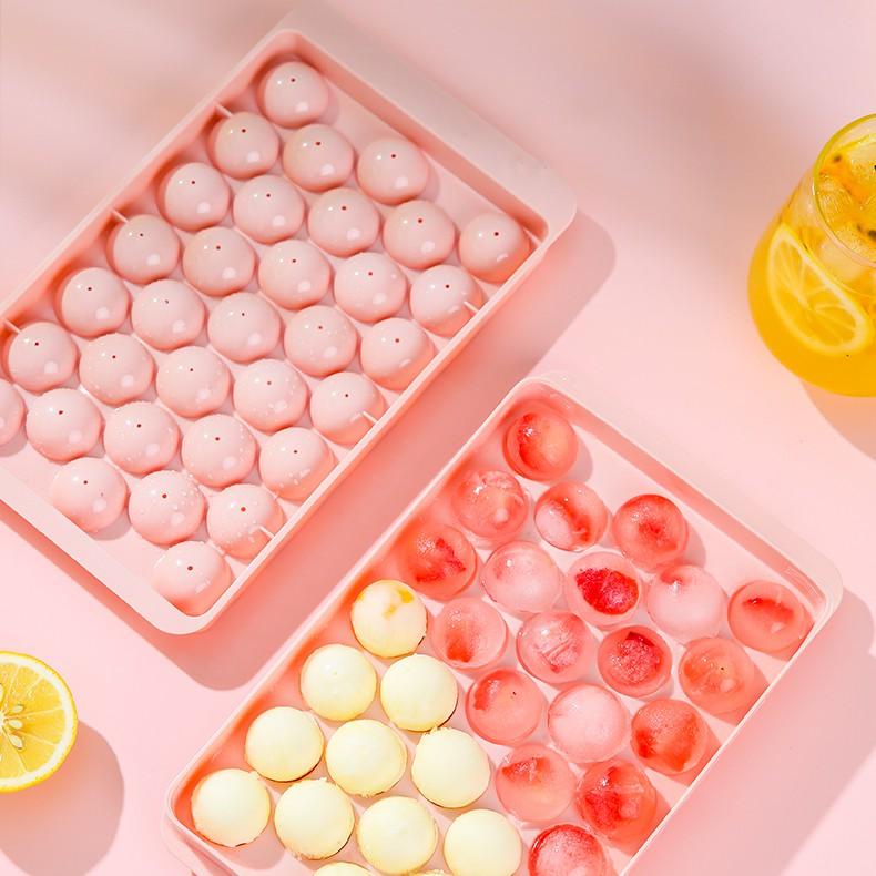 Khay Làm Đá Bi Nhựa Tròn Làm Khuôn Rau Câu, Khay Đá Viên Tròn 33 Viên Hàng