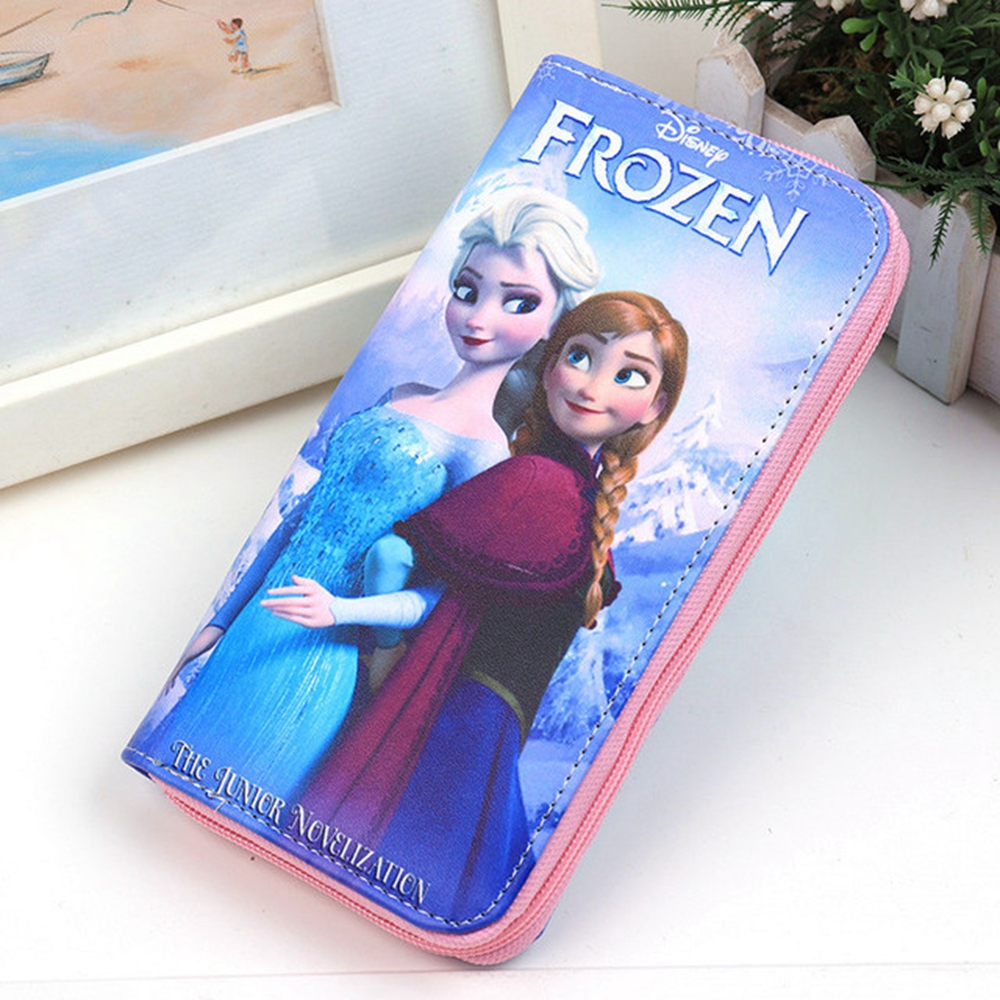 Ví Dài Cầm Tay Có Khóa Kéo In Hoạt Hình Frozen Dễ Thương Cho Bé Gái