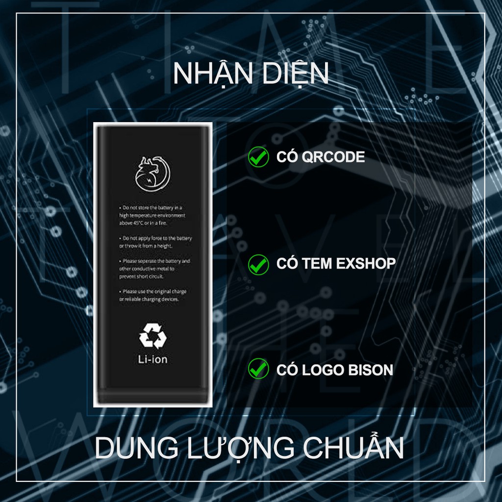 Bison Siêu Rẻ - Pin iPhone Dung Lượng Chuẩn - Bảo Hành 3 Tháng