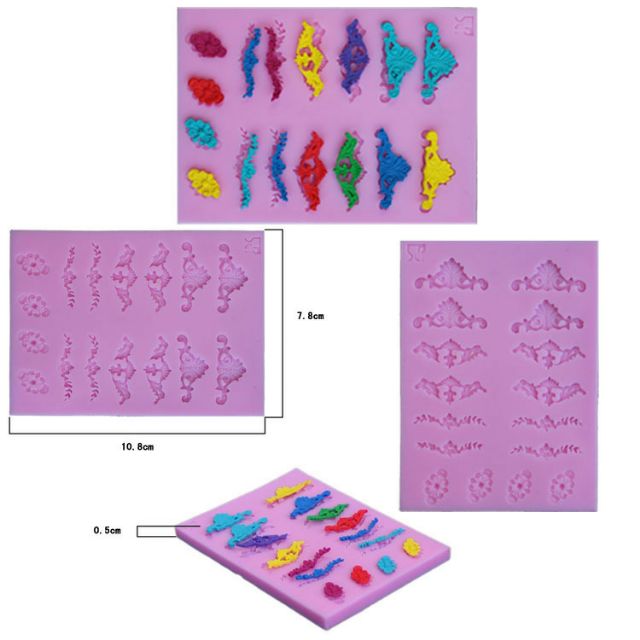 Khuôn fondant 3 hoạ tiết viền