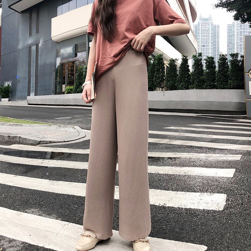 Quần ống rộng màu trơn phong cách Hàn Quốc