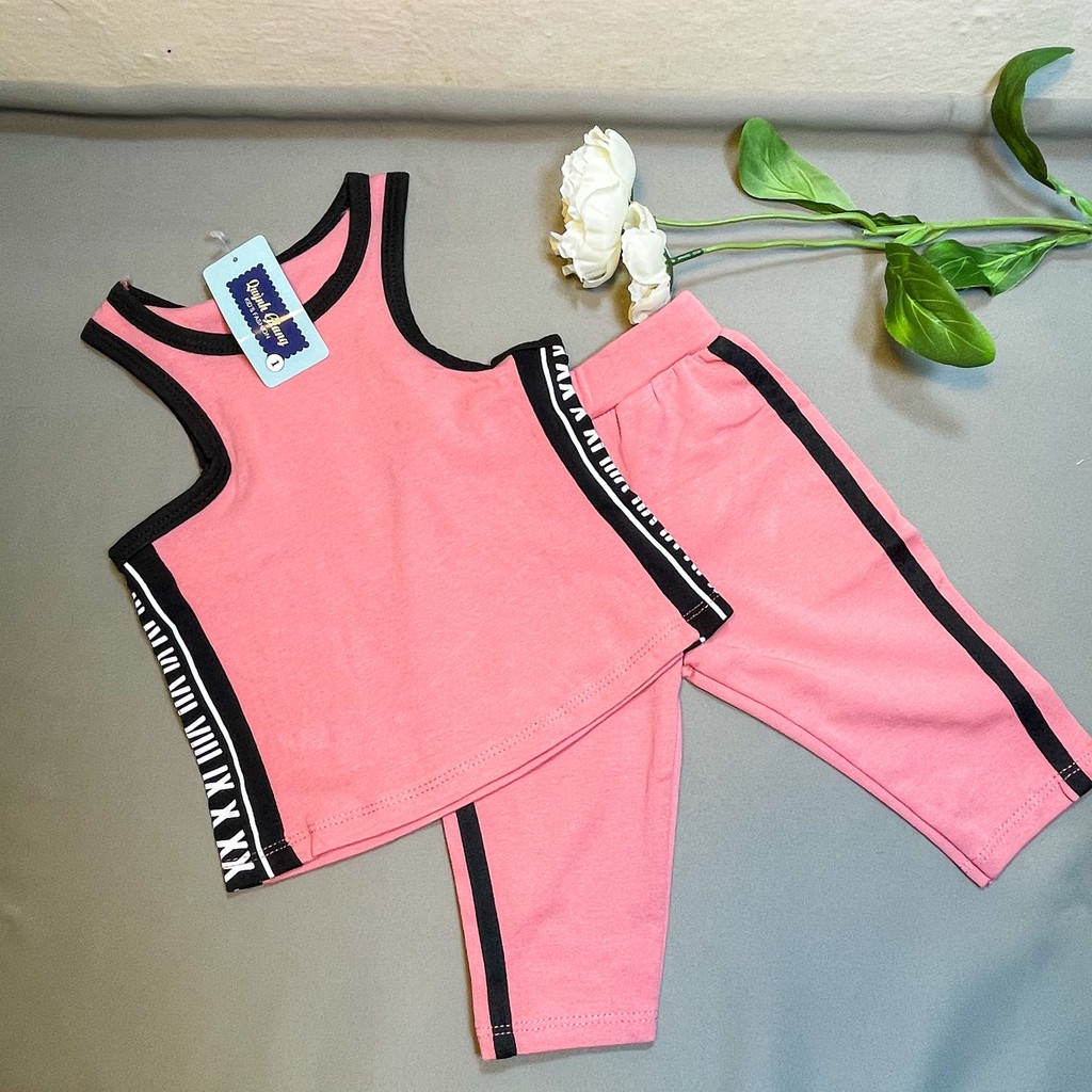 Bộ thun thể thao lửng, body sát nách cho bé gái xinh xắn