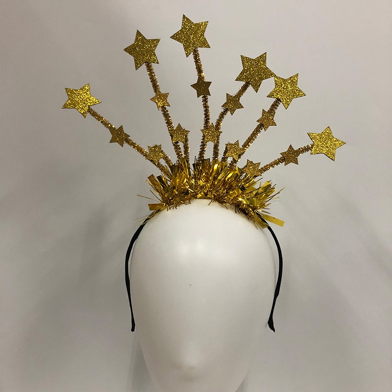 Băng Đô Cài Tóc Hình Ngôi Sao Năm Mới Đính Kim Tuyến Lấp Lánh