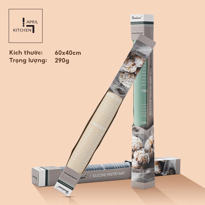 Thảm nhào bột chống dính silicon tấm nhào bột cao cấp kích thước 60x40cm