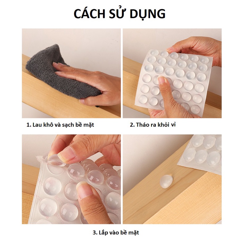 Set 10 Miếng Nút Đệm Silicone Dán Chống Va Đập, Giảm Chấn Cho Cánh Cửa Tủ, Bọc chân ghế tránh trầy nền